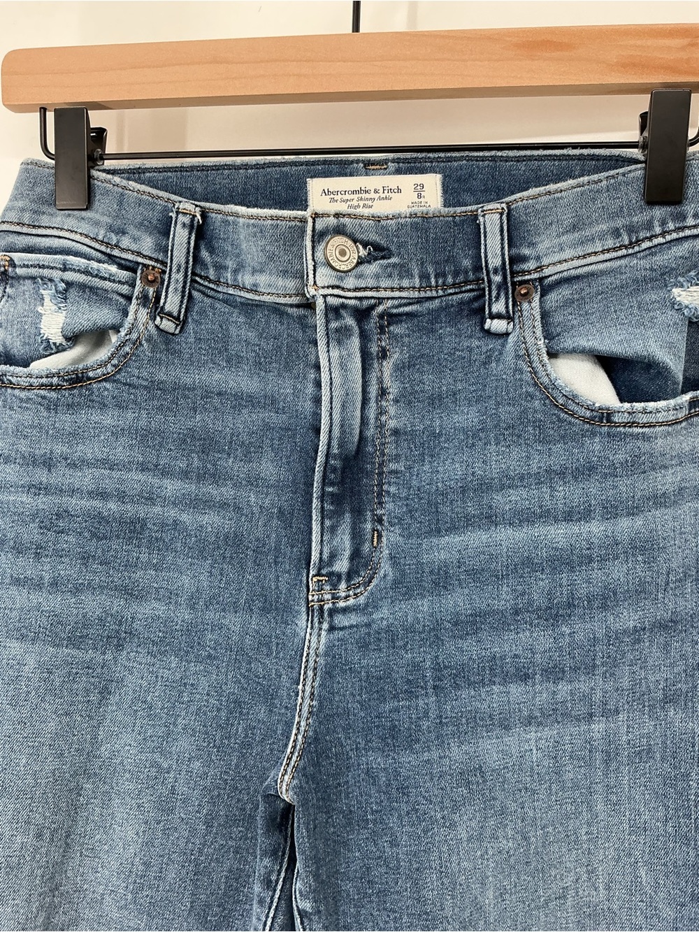 Abercrombie & Fitch Super Skinny Ankle High Rise Distressed Jeans Size 29 - Picture 6 of 8